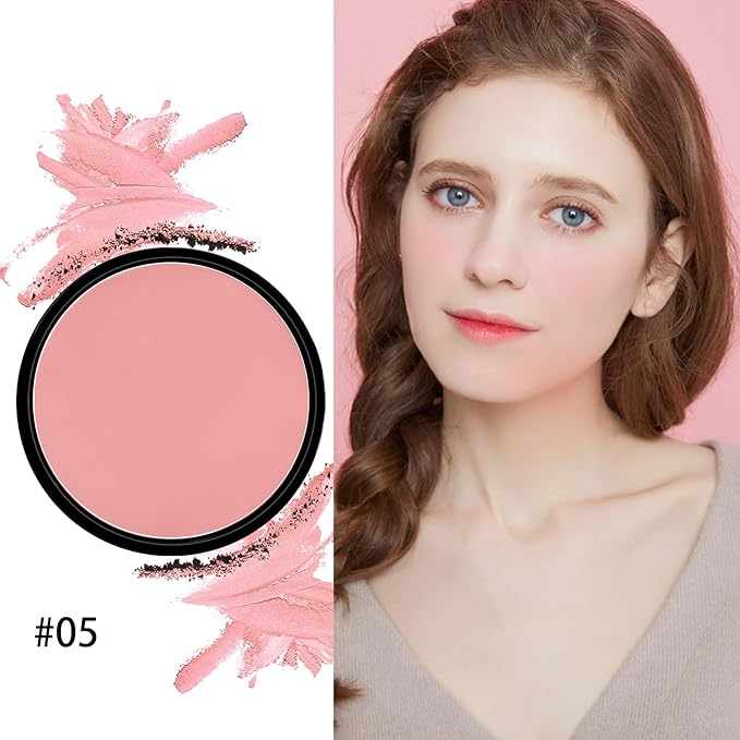 Boobeen Powder Blush Matte Blush, Highly Pigmented Beauty Cream Blush Palette for Create A Natural Cheek Flushed Look, Rich Colors (C-05)