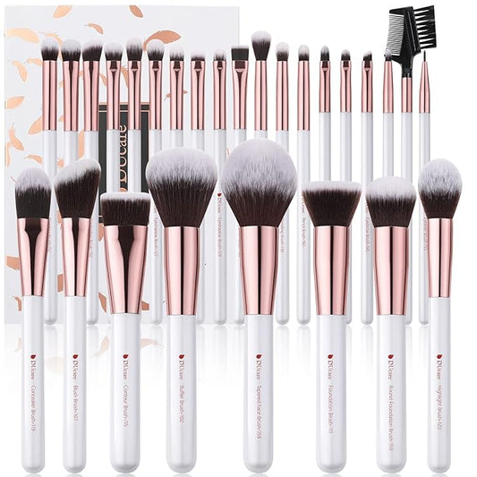 DUcare Makeup Brushes Set Professional 27Pcs Makeup Brushes Premium Synthetic Kabuki Foundation Blending Face Powder Blush Concealers Eye Shadows Make Up Brushes Kit White