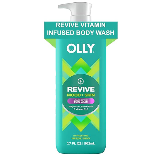 OLLY Revive Body Wash with Magnesium, Electrolytes & Vitamin B12– Nourishing Cleanser for Skin Barrier Repair, Deep Hydration, Refreshing Nerolidew Scent, 17 oz