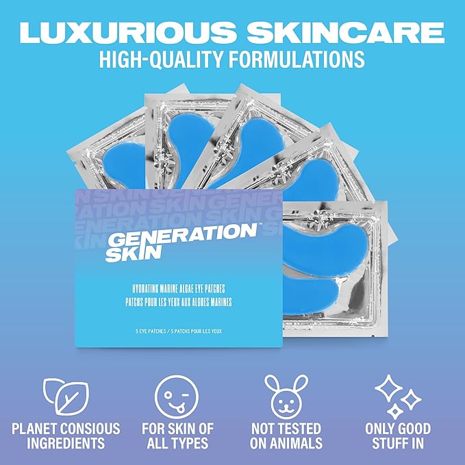 Eye Mask, Eye Masks for Dark Circles and Puffiness, Under Eye Mask with Hyaluronic Acid and Marine Algae, Vegan and Cruelty-Free Under Eye Patches, Marine Algae Eye Masks, 5-Pack