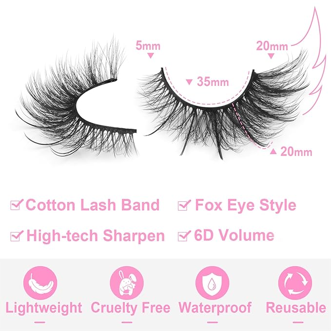 Fox Eye Lashes Wispy Faux Mink Lashes Volume Fairy Cat Eye Lashes That Look Like Extensions Spiky Fake Eyelashes Natural Look