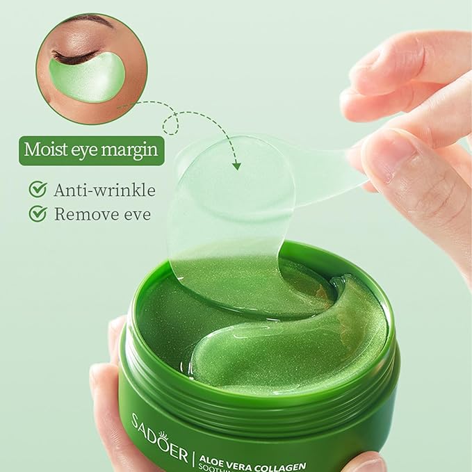 60 Pcs Under Eye Patches, Aloe Vera Eye Masks for Dark Circles & Puffiness with Collagen, Relieve Dryness, Reduce Fine Lines, Soothing Hydrating Under Eye Mask, Skin Care Eye Patches