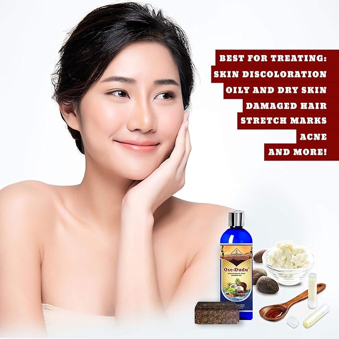 Organic, Anti-Bacterial OSE DUDU LIQUID BLACK SOAP GEL 2 LB (32 oz) Acne Eczema Dry Skin Psoriasis Scar Removal Face and Body Wash Skin Care (GHANA)