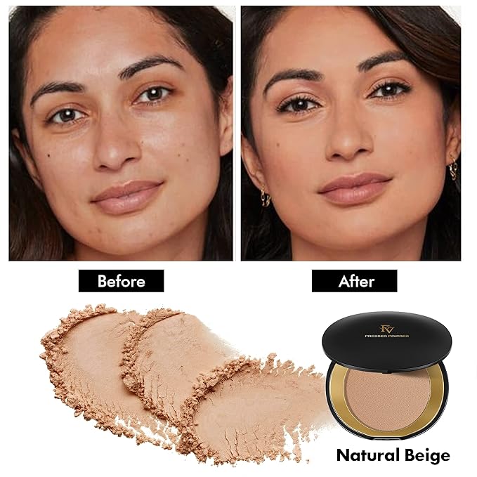 FV Setting Powder, Oil-Control, Long-Lasting, Medium Coverage Pressed Face Powder Makeup, Matte Finish for Oily, Dry & Normal Skin, Natural Beige, 0.28 Oz