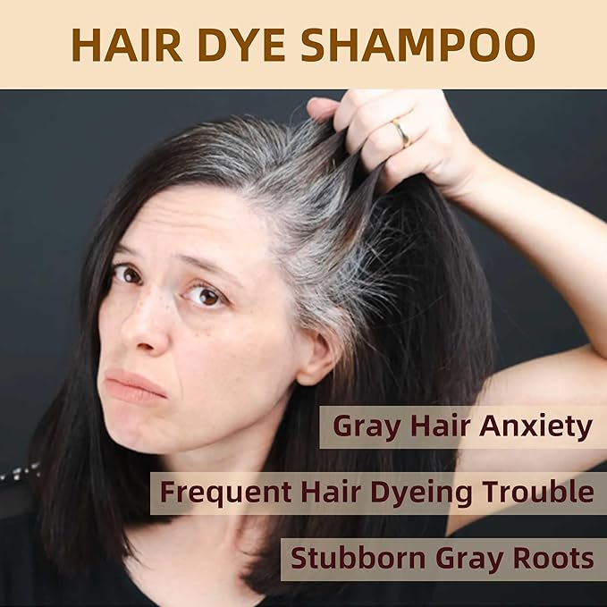 Hair Dye Shampoo 3 in 1 for Gray Hair Coverage, Argan nut Natural Shampoo Hair Dye for Women & Men/Ammonia-Free 500ml(Brown)