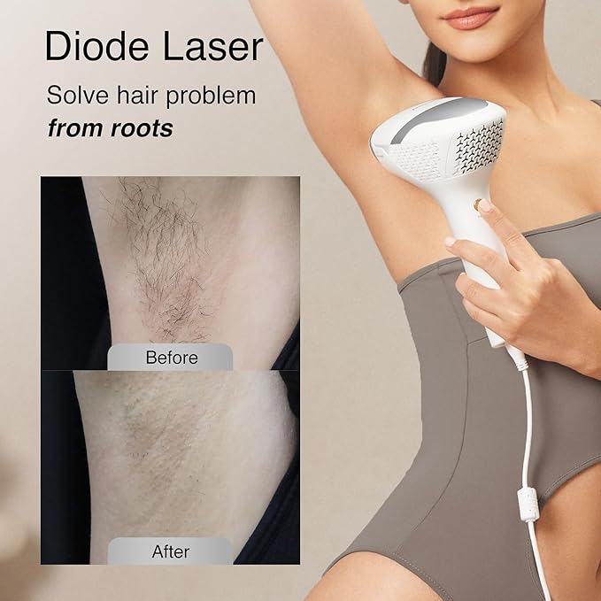 Diode Laser Hair Removal for Men and Women, V8S for Skin Tone 1-5, Permanent Reduction in Hair Regrowth, The World's First FDA-cleared Home-use Wide-Angle 810nm Laser Hair Removal Device