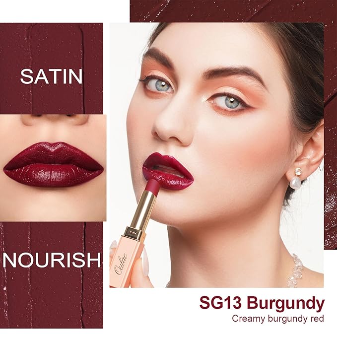 Oulac Color Rich Satin Lipstick Set For Women Nude Brown Lipsticks High Impact Lipcolor Tinted Lip Balm, Nourishing, Satin Finish, Moisturizing Creamy Formula, Vegan Gluten Free (10+12+13)