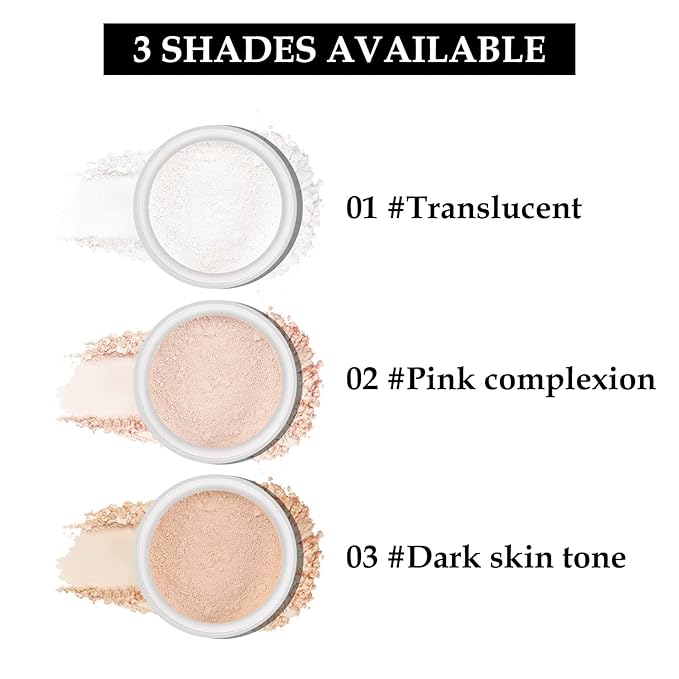 Boobeen Loose Face Powder Translucent Setting Powder Oil Control Loose Powder, Soft Focus Effect Makeup Loose Setting Powder, Lightweight Shine Control Matte Finishing, with Puff