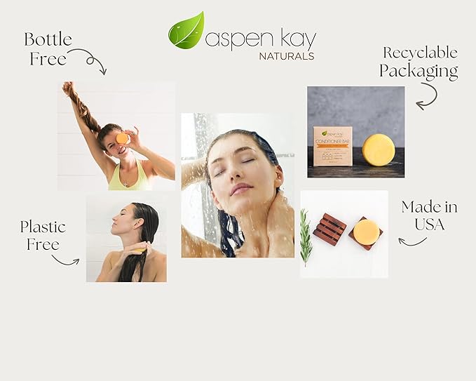 Solid Lemongrass & Sweet Orange Conditioner Bar, Natural & Organic, For All Hair Types Including Frizzy, Sulfate-Free & Cruelty-Free, 2.3 Ounce (2-Pack)