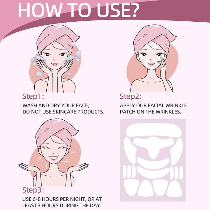 Face Wrinkle Patches – for Forehead Lines, Frown Areas, Smile Creases & Fine Signs – Overnight Anti-Aging Facial Stickers to Smooth Skin, Safe and Gentle for All Skin Types, 160 Pcs Included