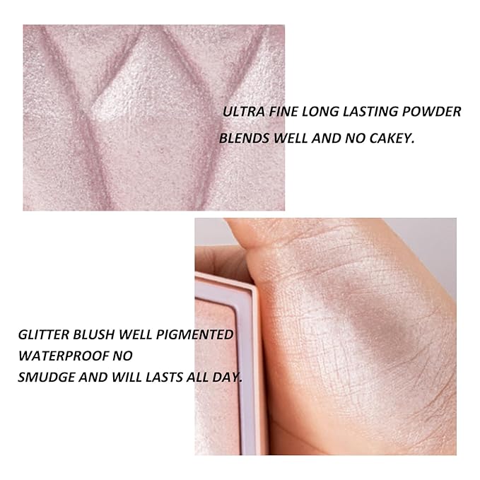 Boobeen Highlighter Makeup Palette, Baked Highlighter Bronzer Powder Palette, Shimmer Illuminator Contour Highlighter Powder for Face, Pearl Shine Shades Waterproof Long Lasting