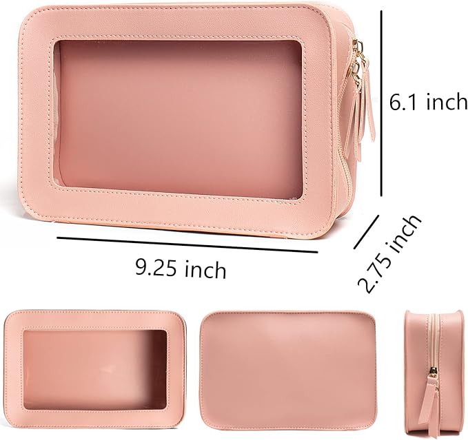 Clear Makeup Bag Small, TSA Approved Portable Toiletry Bag with Zipper Cosmetic Travel Bag Makeup Organizer Case Mini Makeup Pouch for Purse Car Organizer Bag for Women Men