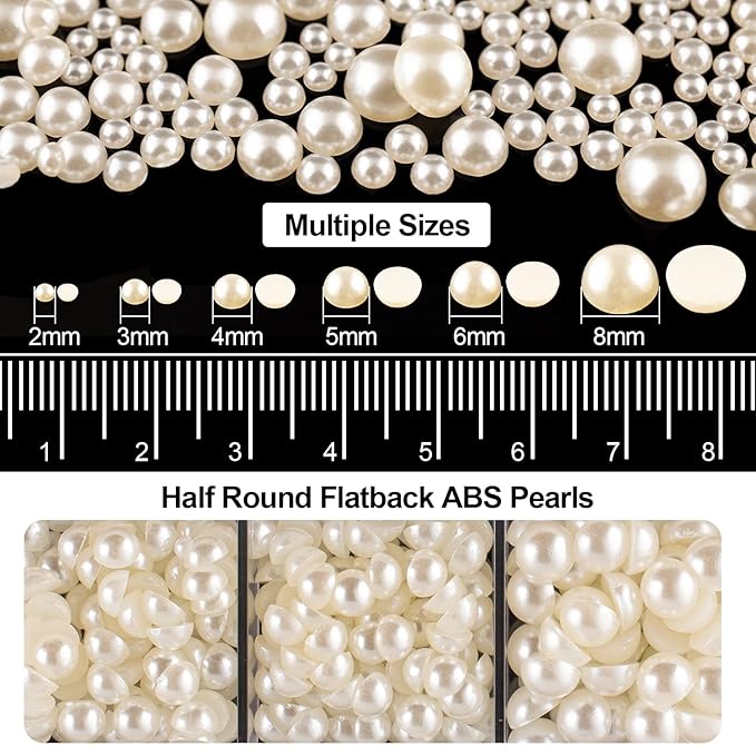 Flat Back Rhinestone+Half Round Pearl Kits Colorful Rhinestones+Beige Pearls With Picker Pencil And Tweezer For Home DIY And Professional Use