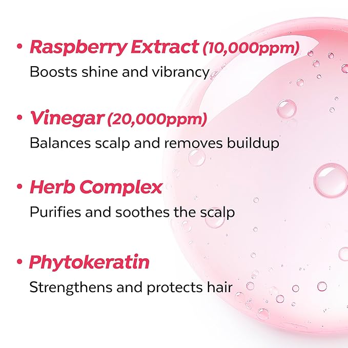 A’PIEU Raspberry Hair Vinegar - Scalp Cleanser & Detox for Oily Scalp, Buildup & Dandruff, pH-Balancing Rinse for Fresh, Shiny Hair, Korean Hair Care, 6.76 fl oz