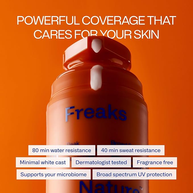 Freaks of Nature Peak Performance SPF 50 | 100% Mineral Sunscreen | Lightweight, Fast-Absorbing, 80-Min Water-Resistant | Plant-Based, Eco-Friendly, Reef-Safe, Cruelty-Free | All Skin Types| 1.7 oz