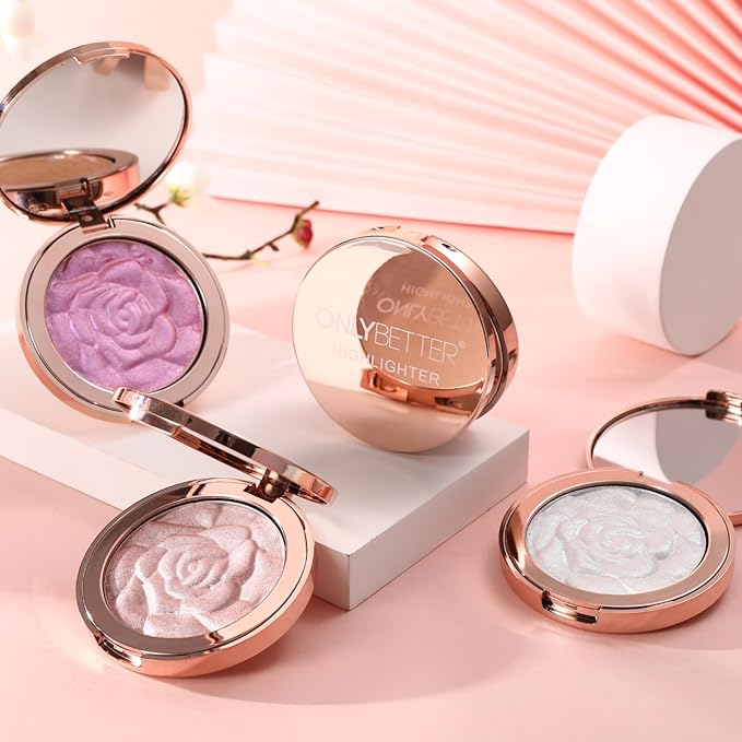 Highlighter Makeup, Cream Highlighter, Face Highlighter, Long Lasting Glitter Highlighter Makeup Palette - Purple Highlighter Makeup