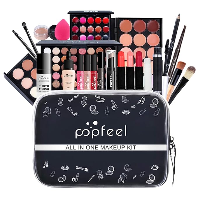 All-in-One Makeup Gift Set Travel Makeup Kit Complete Starter Makeup Bundle Lipgloss Lipstick Concealer Blushes Powder Eyeshadow Palette Cosmetic Palette for Teen Girls & Adults #2