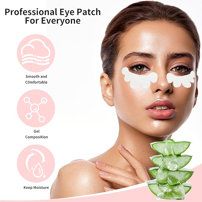 100 Pairs Eyelash Extension Gel Patches Kit, Lash Extension Lint Free Under Hydrogel Eye Mask Pads Beauty Tool with Case (Pink, 100)