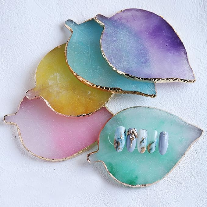 1 Piece Nail Art Palette Nail Polish Palette Mixing Palette Makeup Plate Nail Plate for Nail Art Nail Tip Holder Nail Art Display (gray leaf)