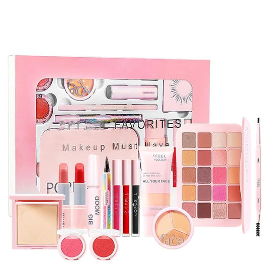 All In One Makeup Kit,Makeup Gift Set for Women Beginners,20 Colors Eyeshadow Palette, Lipstick, Eyebrow Pencil, Eyeliner & Mascara, Concealer Foundation Makeup Kit for Girls.