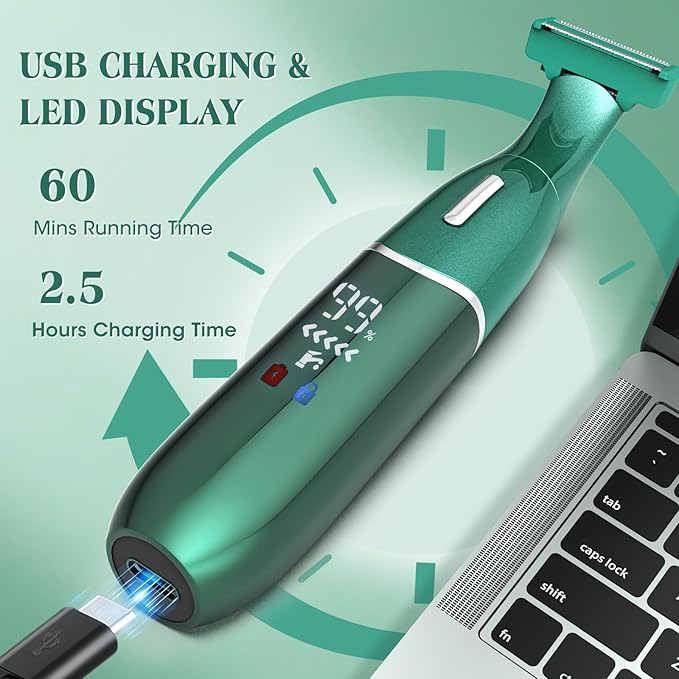 Electric Razor for Women,6 in 1 Women's Bikini Trimmer Shaver for Women & Men Pubic Hair, Private Area, Legs, Eyebrow,Face, Nose, Eyebrow, Body Hair Removal IPX5 Waterproof Wet & Dry