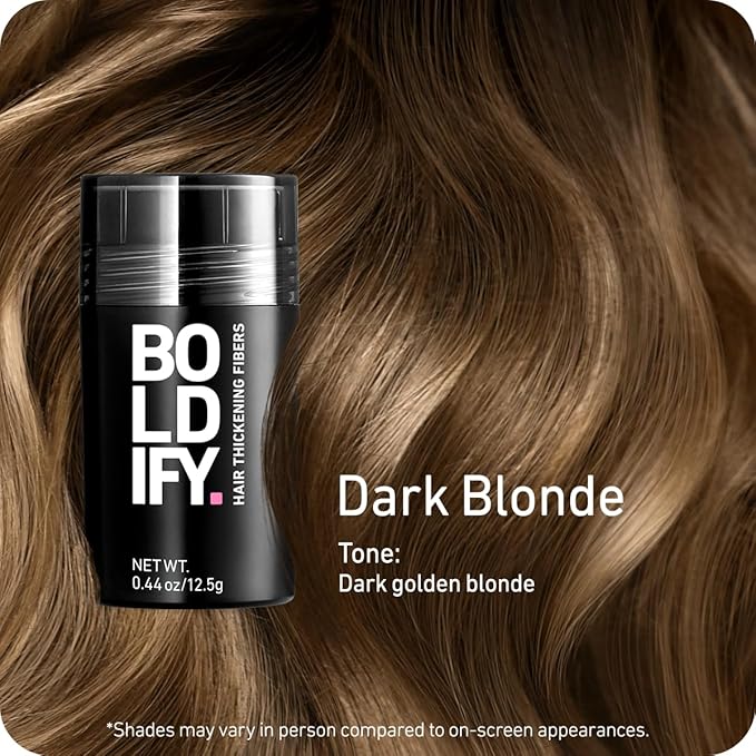 BOLDIFY Hair Fibers (12.5g) - Fill In Thinning and Fine Hair for an Instantly Fuller, Thicker Look - 14 Shades for Women & Men - Dark Blonde