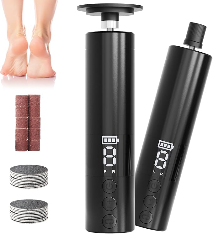 Electric Callus Remover for Feet, Rechargeable Professional Electronic Foot File Nail Grinder,9 Adjustable Speed Foot Sander Scrubber Pedicure Tool for Dry Dead Skin with Sandpaper Discs (Black)