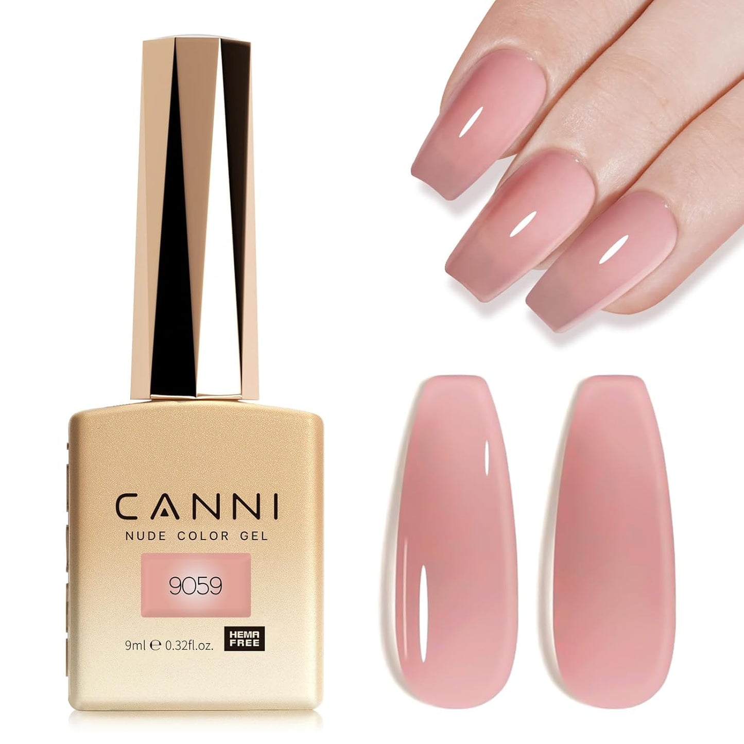 CANNI Pink Jelly Gel Polish – 9ML Translucent Sheer Nude Soak-Off UV/LED Gel Nail Polish for DIY Manicure or Salon Use