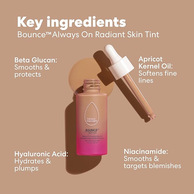 Beautyblender 12-Hour Always on Radiant Skin Tint, Breathable Serum Foundation Stays Put for All Day Long Wear, Infused with Hyaluronic Acid & Niacinamide, Medium 2