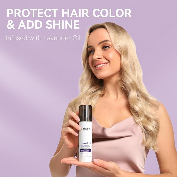ALFHEIM Lavender Purple Leave-In Conditioner Spray Repairs Blonde & Gray Hair Strengthens Dry Damaged Strands Lightweight Non-Sticky Formula Paraben & Sulfate-Free for On-the-Go & Post-Color Care