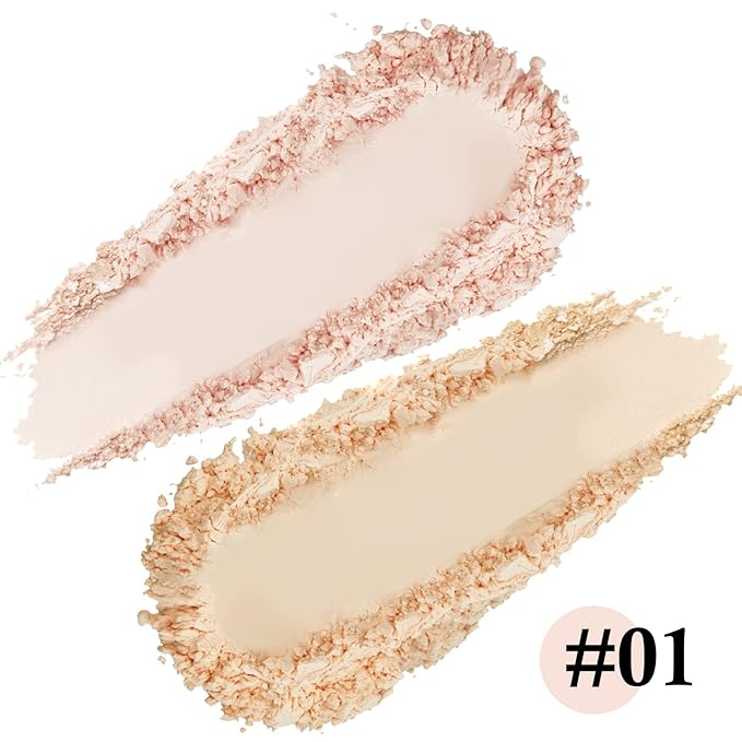 Boobeen 2 Layers Setting Pressed Powder Makeup Oil Control Setting Powder Foundation Pressed Face Powder Compact Long-Lasting Matte Finishing Powder, Light Shade Powder Flawless Lightweight