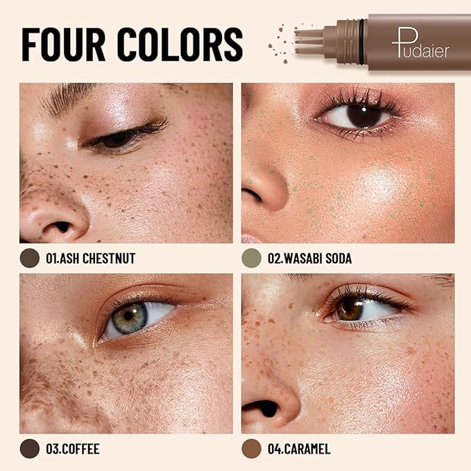 Freckle Stamp Pen, Fake Freckles Stain Marker,5-Dot Faux Liquid Freckle Stamp Cushion for Natural and Lifelike Sunkissed Makeup,Quick Dry Long-Lasting Face Freckle Pencil Tool,04#Caramel