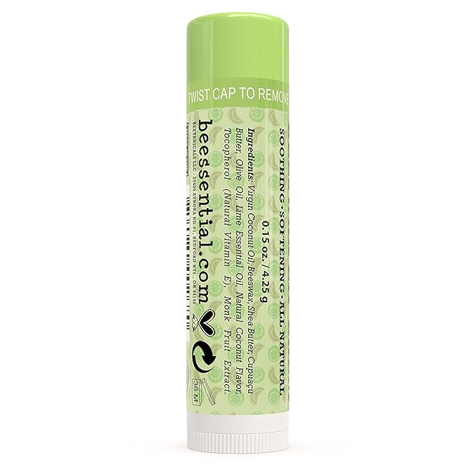 Beessential Natural Bulk Lip Balm, Coconut Lime, 18 Pack | For Men, Women, and Children. Great for Gifts, Showers, & More