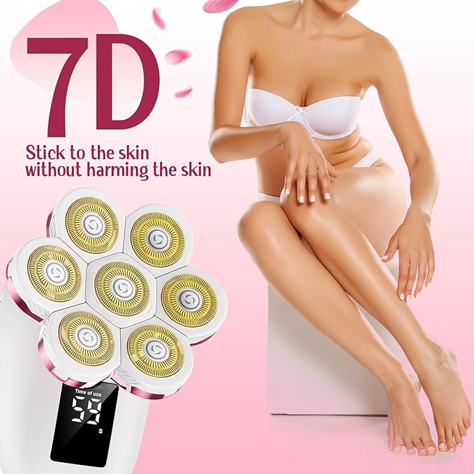 Electric Razors for Women,7D Gifts for Women,Cordless Electric Shaver with Detachable Head Wet/Dry Facial Hair Remover for Legs Painless Water Resistant (Pink)