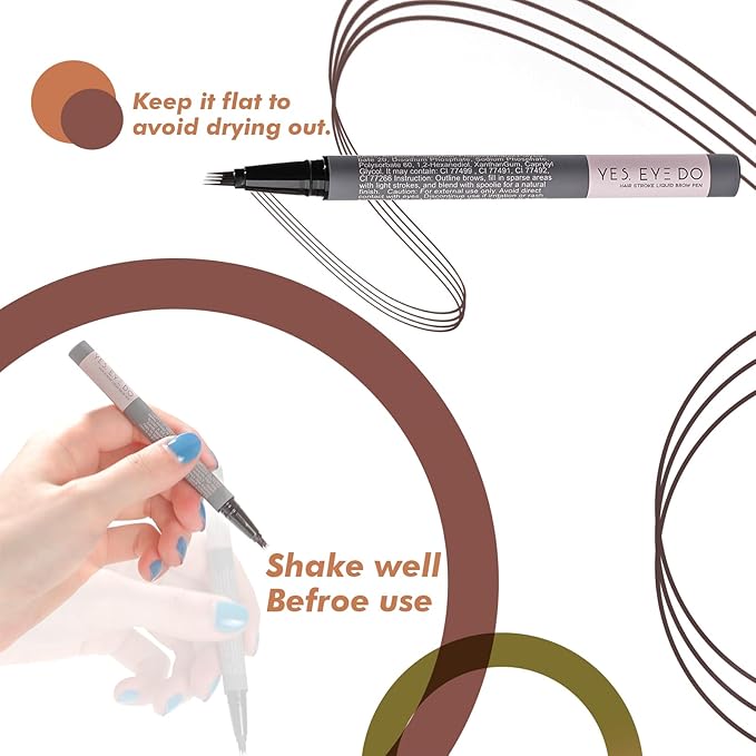 Black Brown Eyebrow Pencil with 4-Prong Micro-Fork Tip, Microblading Dark Brown Eyebrow Pen for Women, Create Natural, Defined Brows, 24H Long Wear YES.EYE DO (Shadow Granite-Black Brown)