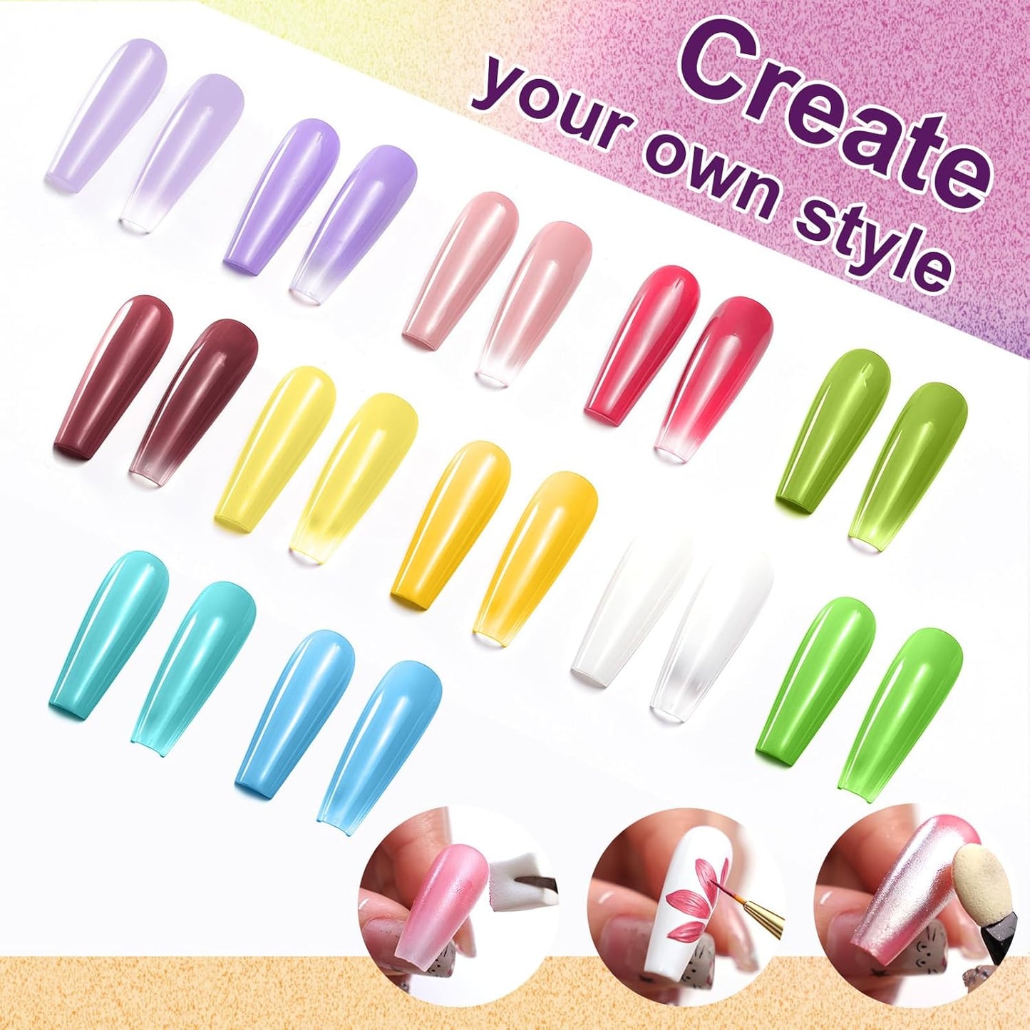 Gradient Painting Gel, 12 Bright Colors Ombre Gel Nail Polish with 100Pcs Nail Sponges &Tweezer for Pigment Pat Nails Aura Nails French Manicure Soak Off UV Set Solar Flare Palette