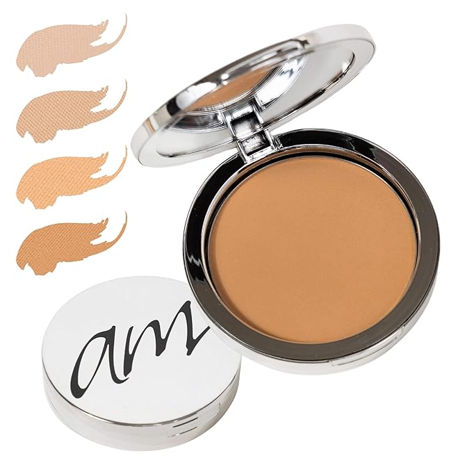 4-in-1 Pressed Foundation Powder with Natural SPF, Concealer & Finishing Powder, Medium to Full Coverage Foundation, Mineral-Based Powder (Halle, .35 oz)