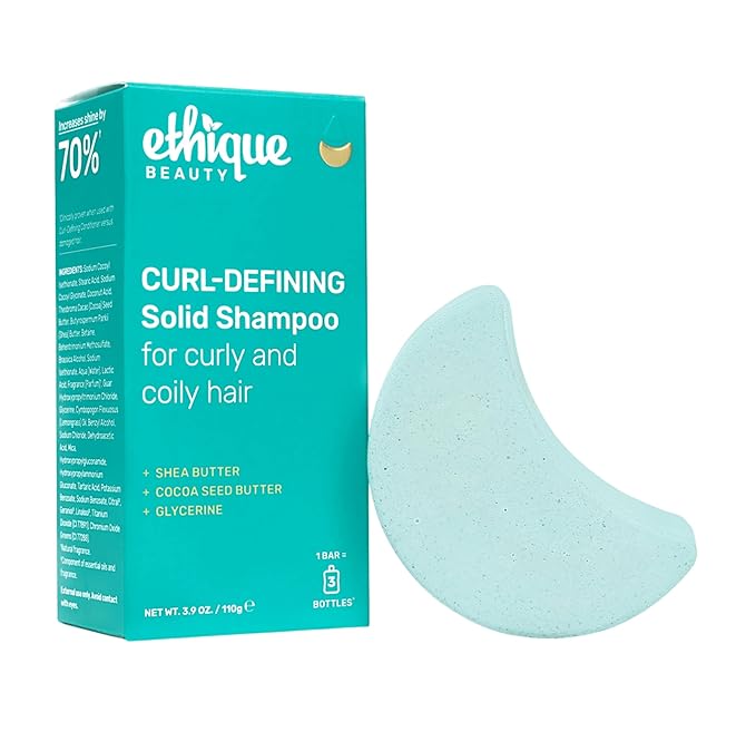 Ethique Curl-Defining Shampoo Bar with Shea Butter - Plastic-Free, Vegan, Cruelty-Free, 3.88 oz - Professor Curl