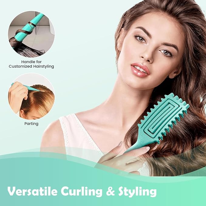Curl Defining Brush, Curly Hair Brush Defining with Side Gear for Combing, Shaping, and Styling Curly Hair, Lightweight Candy Brush Suitable for All Wet or Dry Hair Types for Women and Men
