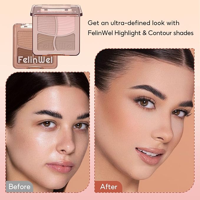 Highlight Contour Makeup Palette Effortless Blending Matte Shimmer Highlighter Palette and Bronzer Powder for Warm Toned Skin