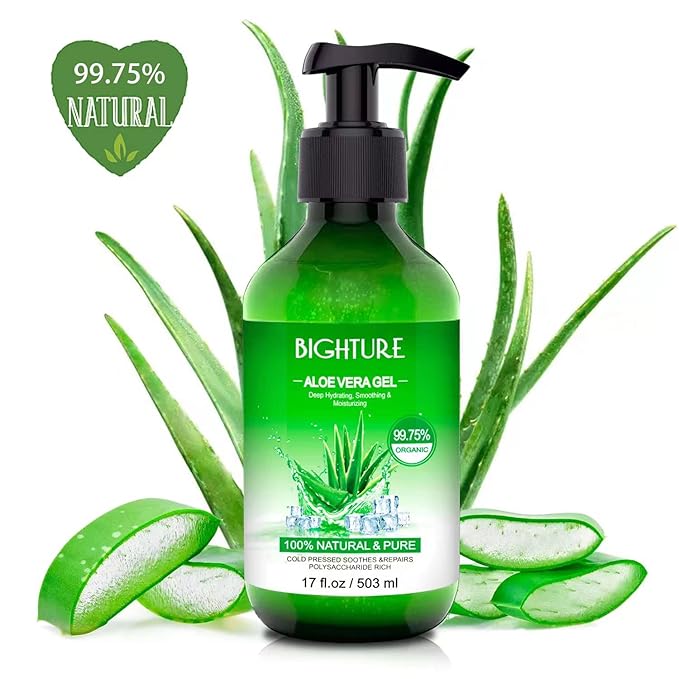 Aloe Vera Gel for Face - Organic Aloe Vera Gel from 100 Percent Pure Aloe Vera Use to Skin Sunburn Relieve, Soothing and Firming