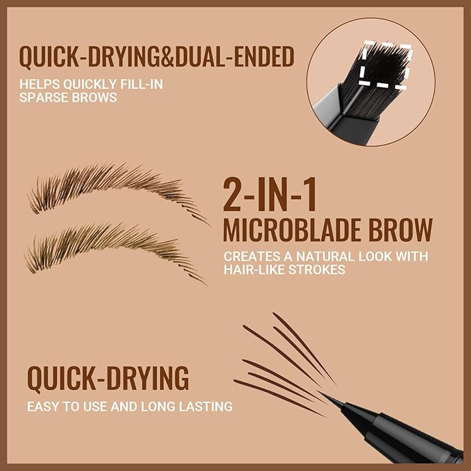 iMethod Eyebrow Pen - Eyebrow Pencil,2-in-1 Eyeliner Dual-Ended Microblading Eyebrow Pencil Long Lasting Waterproof Hair-Like Brow Pencil,with Eyebrow Brush,Eyebrow Pencils for Women,Reddish Brown