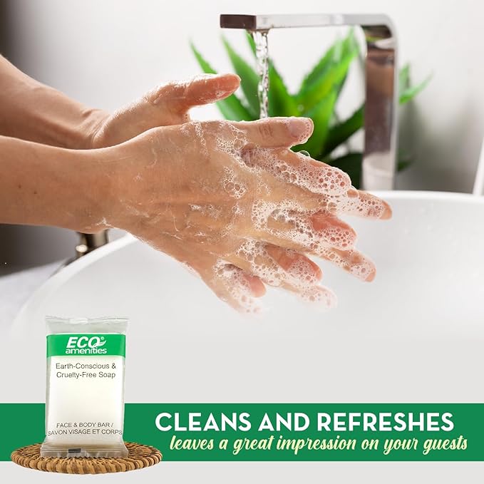 ECO amenities Travel Size Bar Soap - 400 PACK, 0.5 oz Mini Soap Bars, Hotel Soap Bars, Travel Size Toiletries - Individually Wrapped Bulk Soap Bar, Small Hotel Soaps for BNBs, VRBO, Inns and Hotels