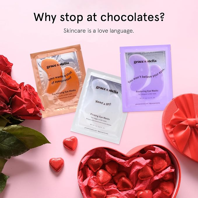 grace & stella Peptide Under Eye Patches with Niacinamide & Rice Extract - Firming Eye Masks for Dark Circles and Puffiness - Gel Mask for Firmer-Looking Skin - Vegan, Cruelty-Free (White, 48 Pairs)