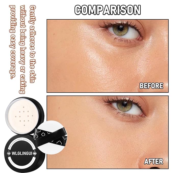 Full Coverage Liquid Foundation Makeup Set,Oil Control Concealer Long Lasting Waterproof Loose Setting Face Powder,Moisturizing BB Cream Set with Soft Makeup Sponge and Foundation Makeup Brush（4PCS）