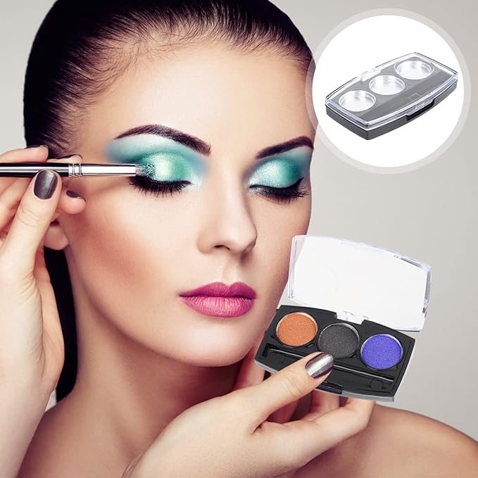 10Pcs Empty Magnetic Eyeshadow Palette Empty Eyeshadow Pans Containers Eyeshadow Palettes 3 Grids Makeup Pans Cosmetic Pans Eyeshadow Makeup Containers for Women Girls