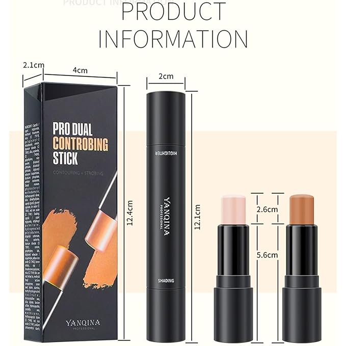 Double-End Contour Highlighter Stick, Face Contour Makeup Contouring Sticks Cream Concealer (1)