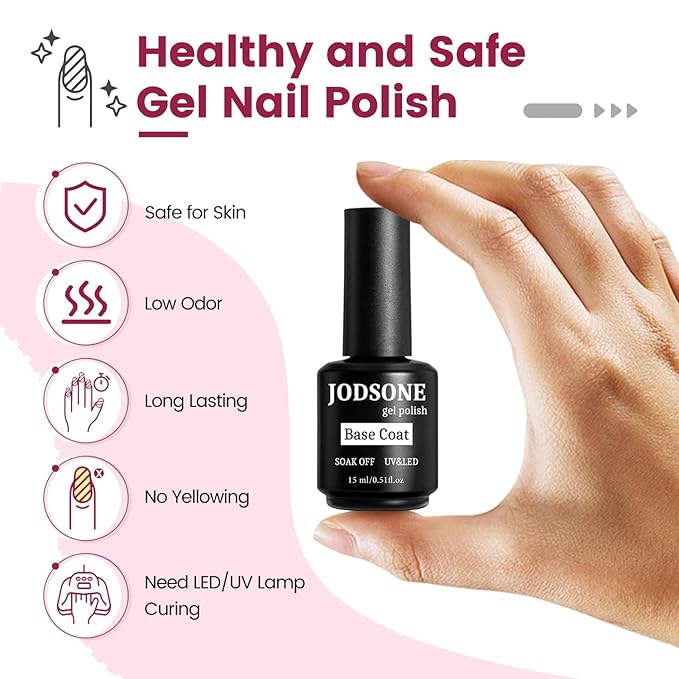 JODSONE 15ML Base Coat Gel Nail Polish Gel Glossy Quick Drying Durable Soak Off Clear No Wipe