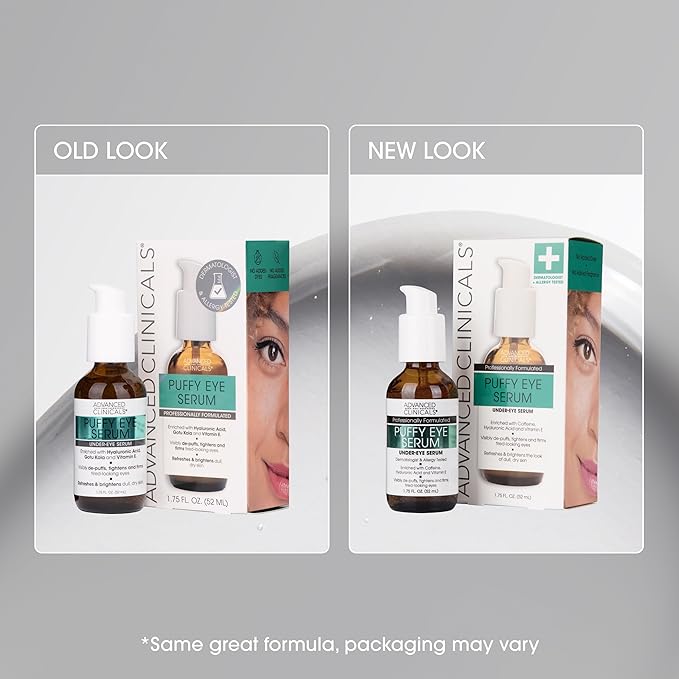Advanced Clinicals Puffy Eye Under Eye Serum | Visible Anti Aging Brightening Vitamin C + Caffeine Serum Helps Improve Look Of Puffiness, Fine Lines, Dark Circles, & Uneven Skin Tone, 1.75 Fl Oz