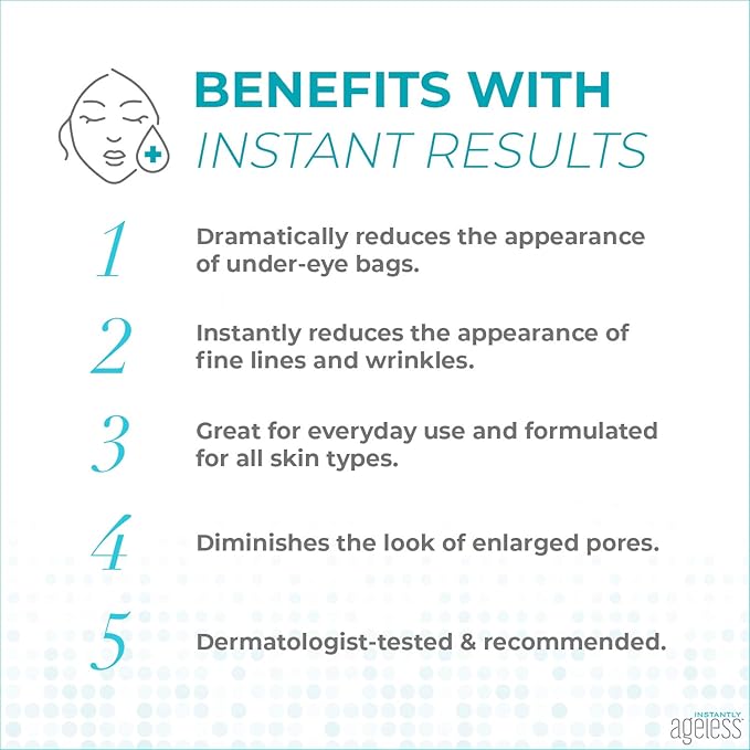Instantly Ageless Facelift - Instant Eye Bag Remover Puffiness - 15 Vials - Instant Under Eye Bags Remover - Wrinkle Tightener - Instant Wrinkle Remover for Face Instant Lift